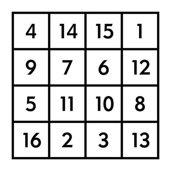 Cuadrado mágico 4x4 con suma 34 del planeta Júpiter — Archivo Imágenes Vectoriales