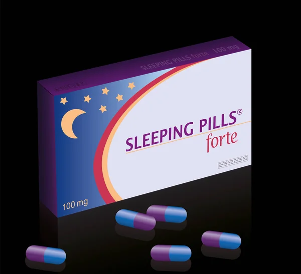 Comprimidos para dormir Fake Pill Box Night — Vetor de Stock