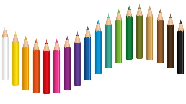 Crayons Lápis colorido Onda —  Vetores de Stock