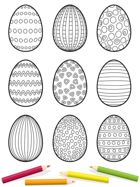 Huevos de Pascua para colorear imagen — Vector de stock