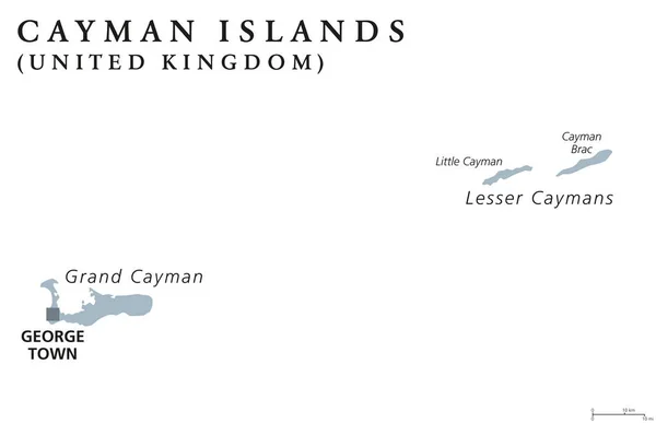 Mapa político das ilhas Cayman —  Vetores de Stock