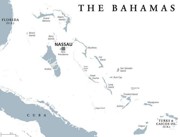 Die politische Landkarte Bahamas — Stockvektor