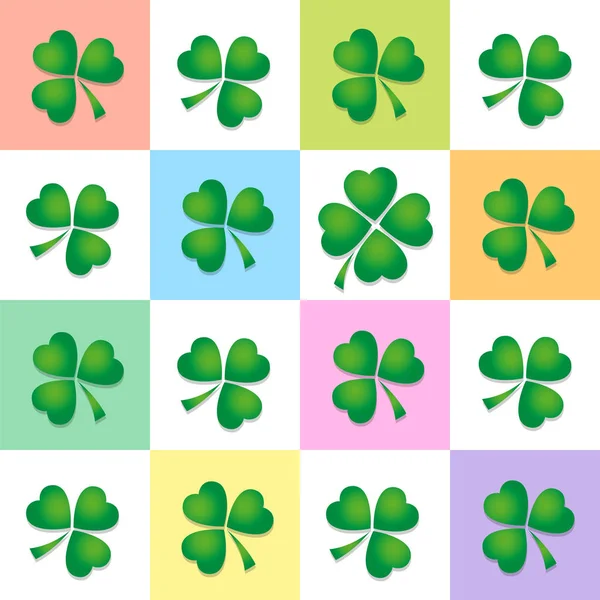 Four Leaf Clover kolorowe tło wzór — Wektor stockowy