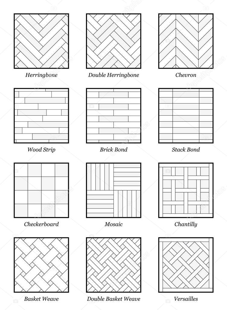 Parquet Patterns Collection Outline Illustration