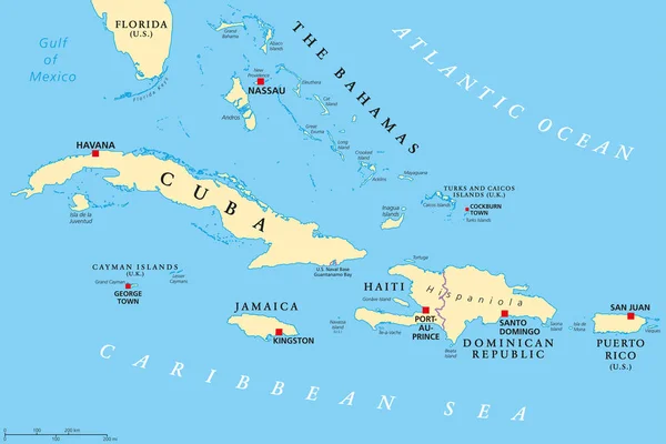 Politische Landkarte der Antillen — Stockvektor