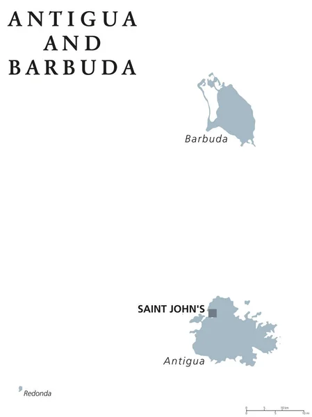 Antigua y Barbuda Mapa Político — Archivo Imágenes Vectoriales