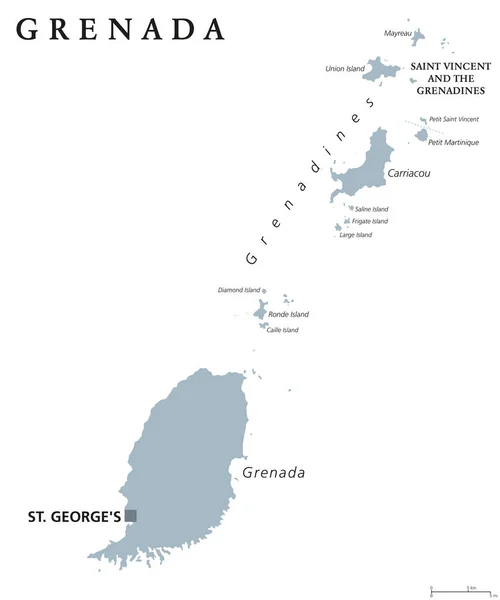 Mappa politica di Grenada — Vettoriale Stock