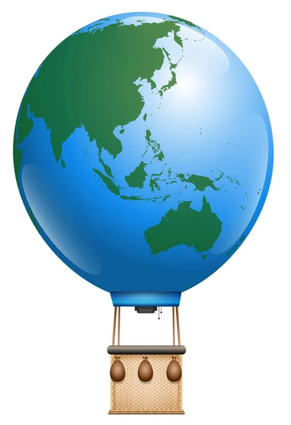 Balão de ar quente Ásia Austrália World —  Vetores de Stock