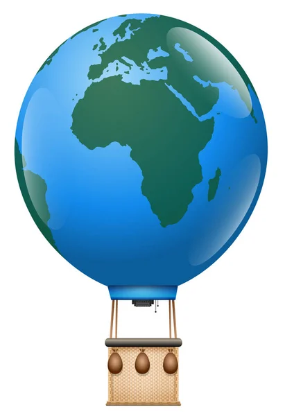 Evropa Afrika horkovzdušný balón výlet planety země — Stockový vektor
