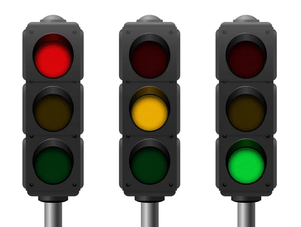 Traffic Lights Three Different Signals — Stock Vector