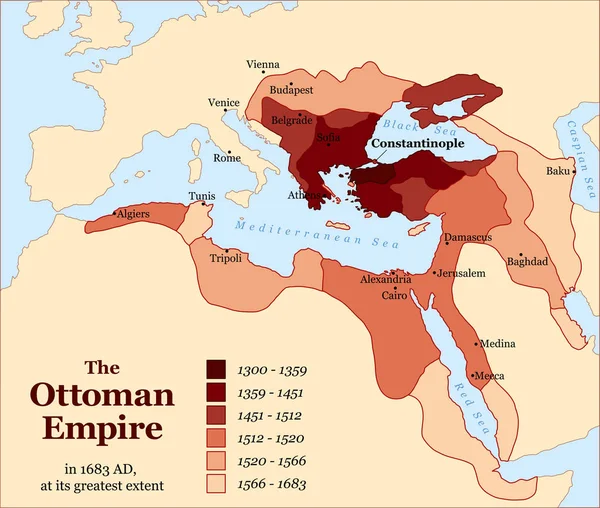 Turkiet Osmanska riket förvärv historia — Stock vektor