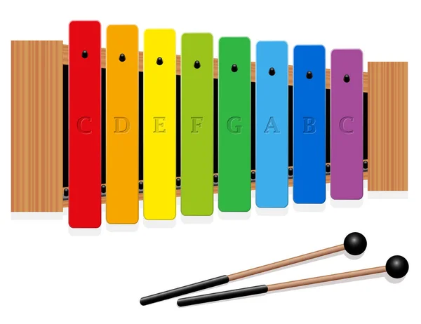 Xilofone C Escala maior arco-íris colorido — Vetor de Stock