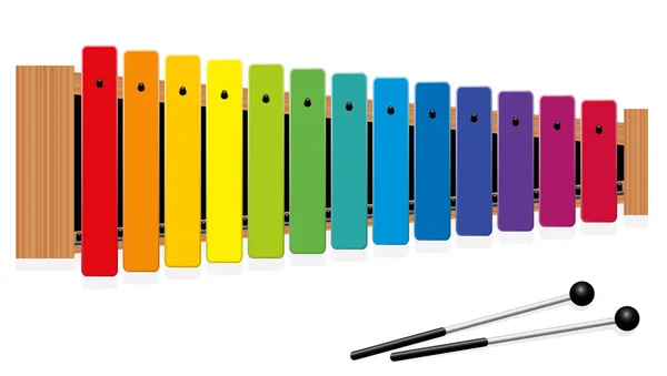 Metallofono colorato arcobaleno di Glockenspiel — Vettoriale Stock