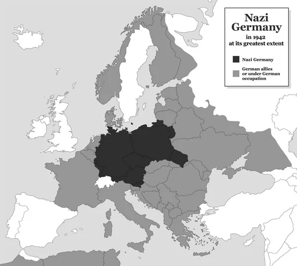 Germania nazista Seconda guerra mondiale La più grande estensione — Vettoriale Stock