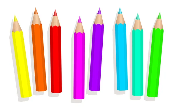 Baby Pencils Short Neon Crayons — Stock Vector