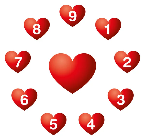 Heart numbers in a circle, numerology — Stock Vector