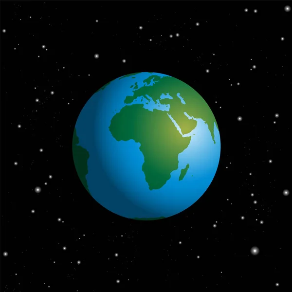 Globe Afrique Europe Ciel étoilé — Image vectorielle