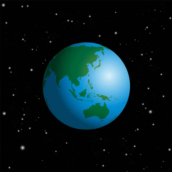 Глобус Австралия Азия Космические звезды — стоковый вектор