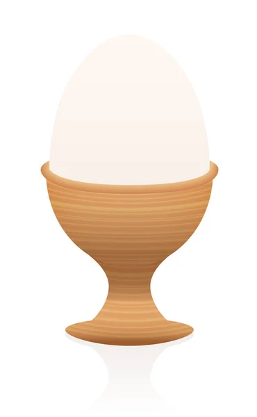 Ei im Eierbecher aus Holz — Stockvektor