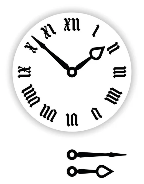 Fraktur Roman numerals clock face — Stock Vector