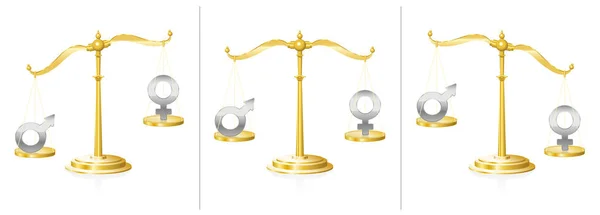 Eşit haklar ölçek kadınlar erkekler — Stok Vektör