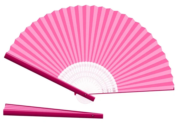 Pink Hand Fan Open Closed — Stock Vector