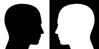 Karşıt görüş siyah beyaz kafalarını Silhouettes