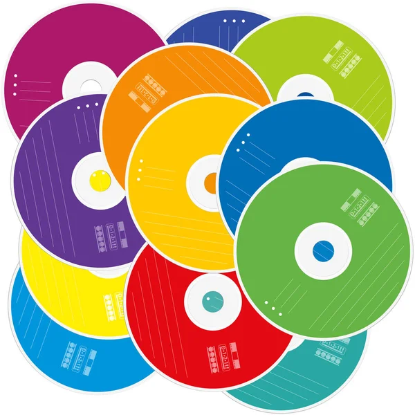 Etiquetas coloridas da pilha do CD — Vetor de Stock