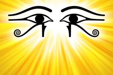 Horus gözleri altın güneş ışınları ile