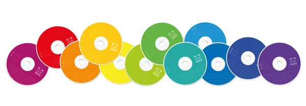 CD-skivor Loosly ordnade färgglada samling — Stock vektor