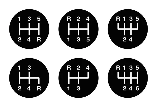 六つの異なるギア スティック シフト パターン — ストックベクタ