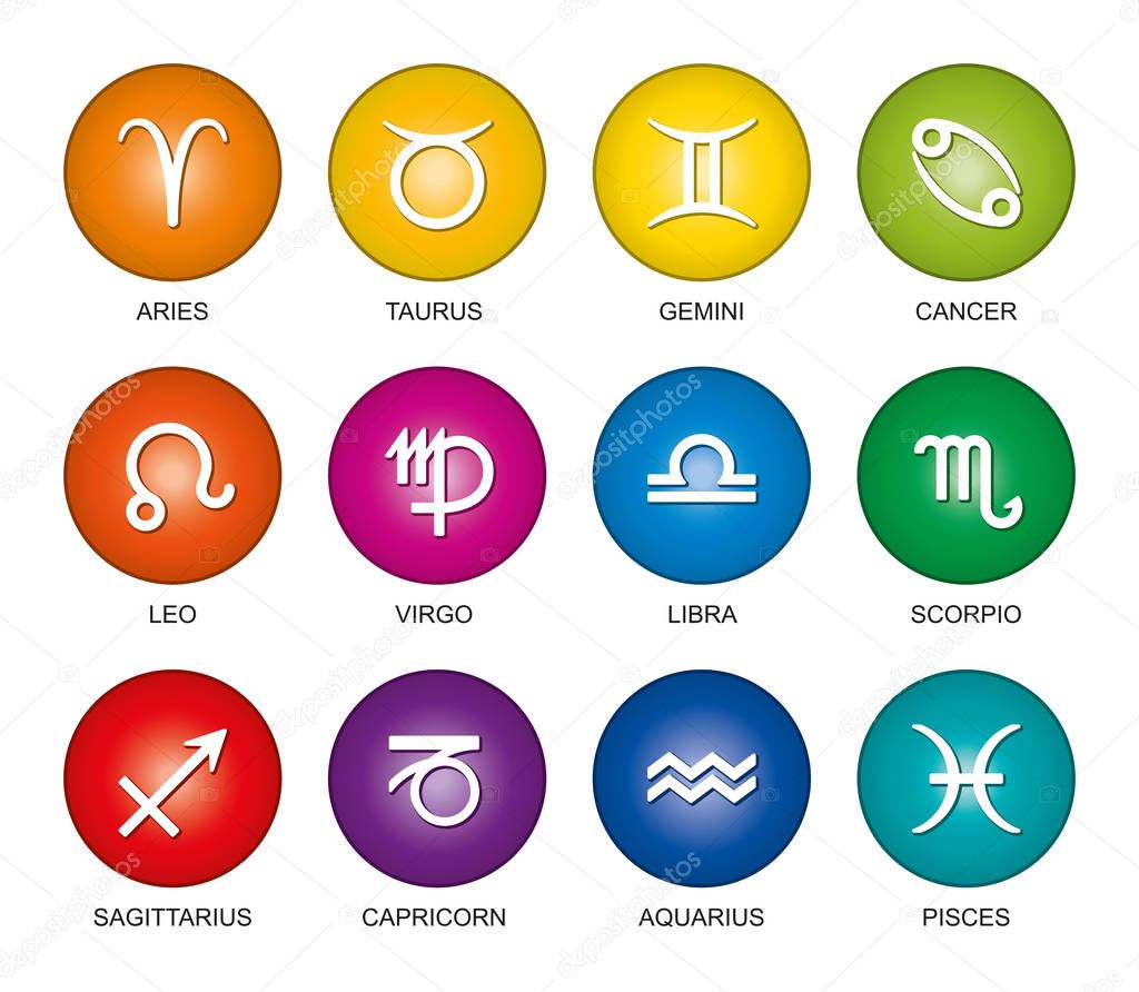 Astrological signs of the zodiac rainbow colors — Stock Vector © Furian