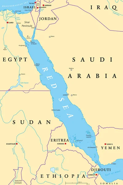 Red Sea region politiska karta — Stock vektor