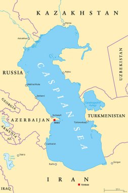 Caspian Sea region political map clipart