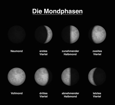 Lunar Phase German Text Chart clipart