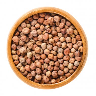 Ahşap kase kuru kar bezelye tohumları