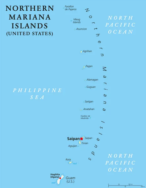 Northern Mariana Islands political map — Stock Vector