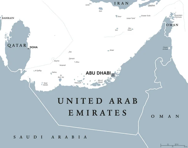 Mapa político de Emiratos Árabes Unidos — Vector de stock
