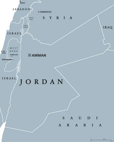 Jordanische politische Landkarte — Stockvektor