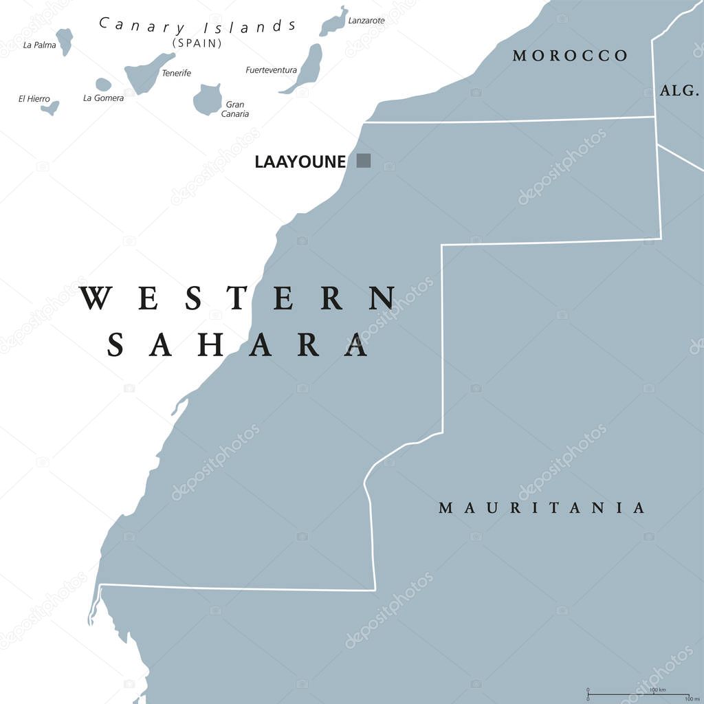 Mapa político del Sahara Occidental 2022