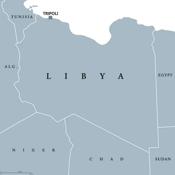 Mapa político libya — Vector de stock