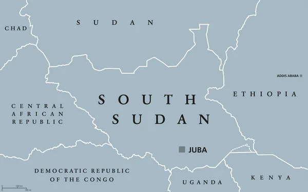 Sur sudan mapa político — Vector de stock