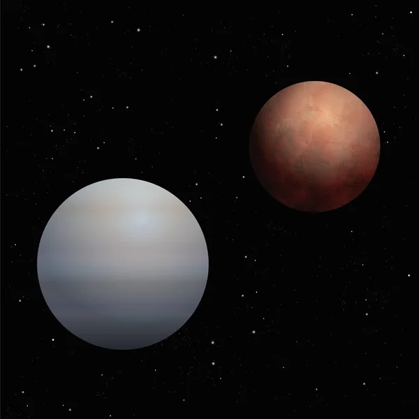 Venüs Mars gezegenler Cosmos siyah arka plan — Stok Vektör