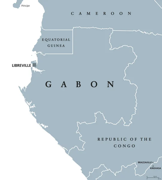 Gabon mappa politica — Vettoriale Stock