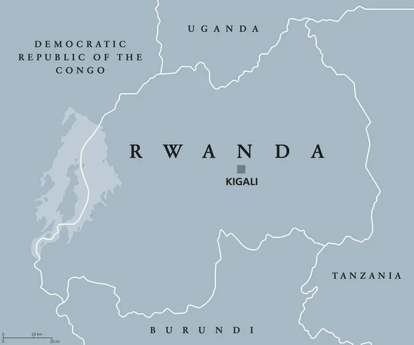 Mapa político de rwanda — Vector de stock