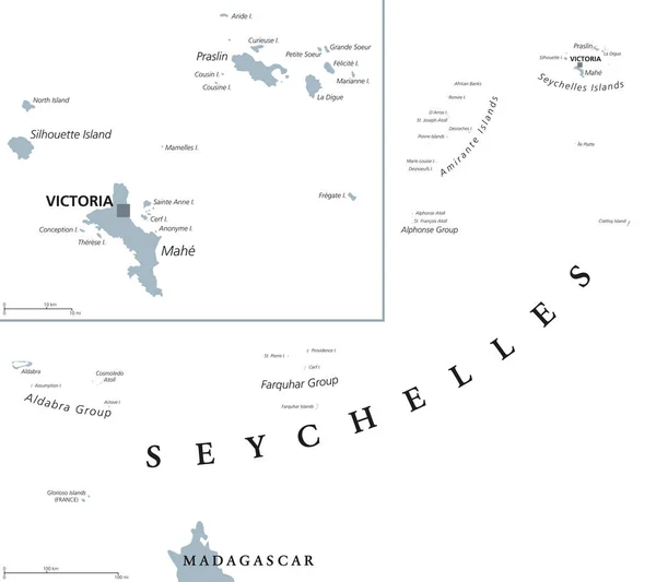 Mapa político de Seychelles — Vector de stock