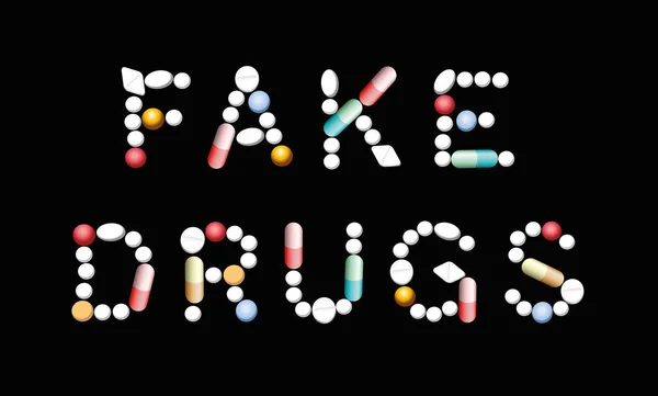 Falešné léky padělky léků pilulky — Stockový vektor