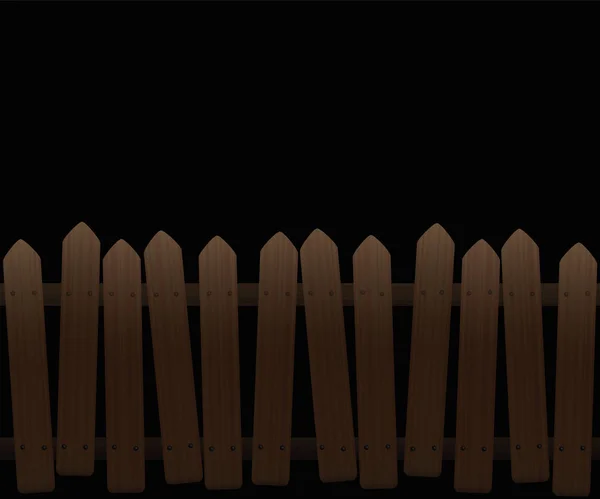 Croked Wooden Fence Dark Night — стоковый вектор