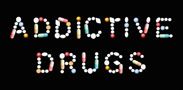 Addictive Drugs Pills Medicines — Stock Vector