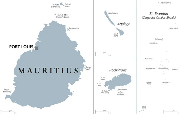 Polityczna mapa Mauritius — Wektor stockowy